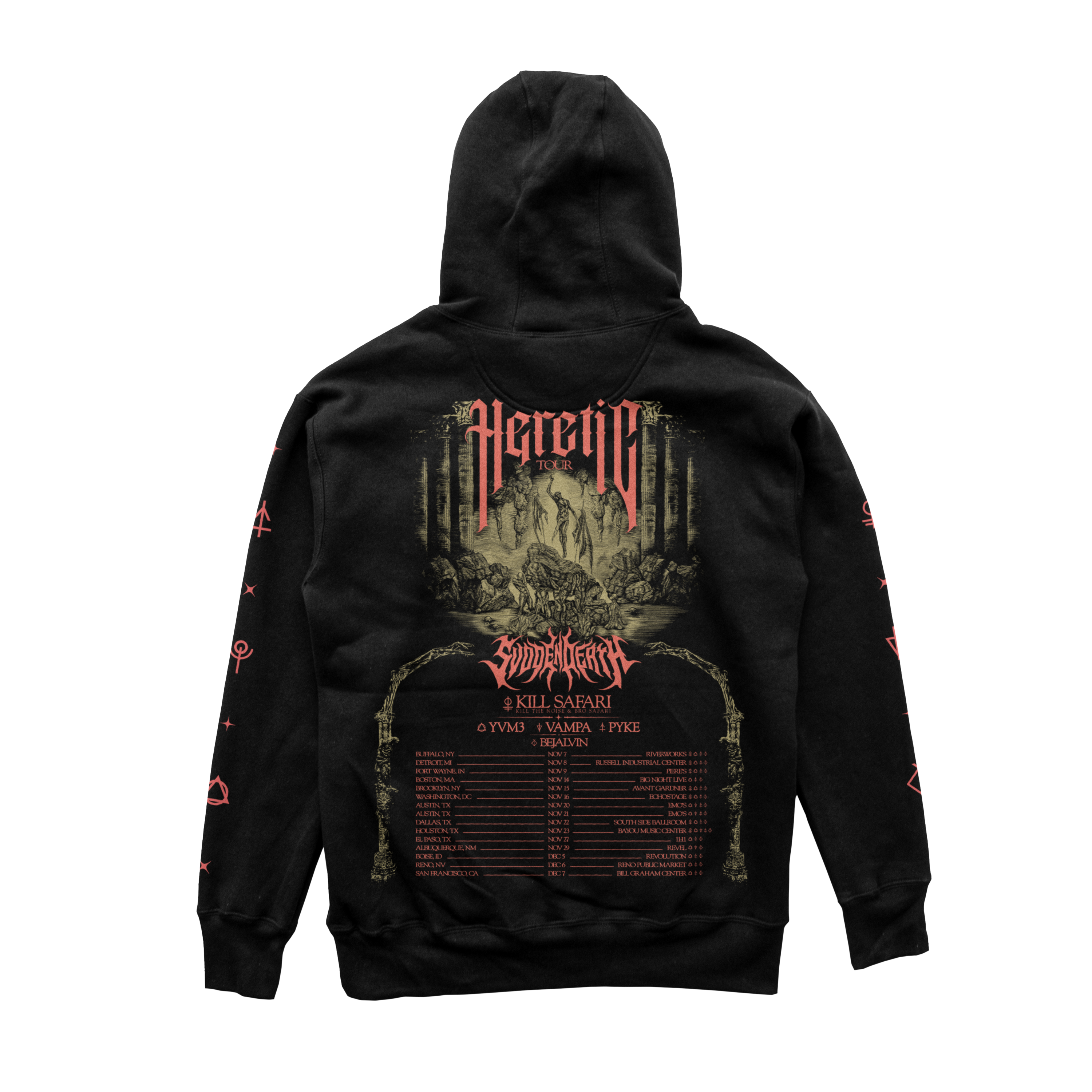 HERETIC TOUR FLYER HOODIE | SVDDEN DEATH